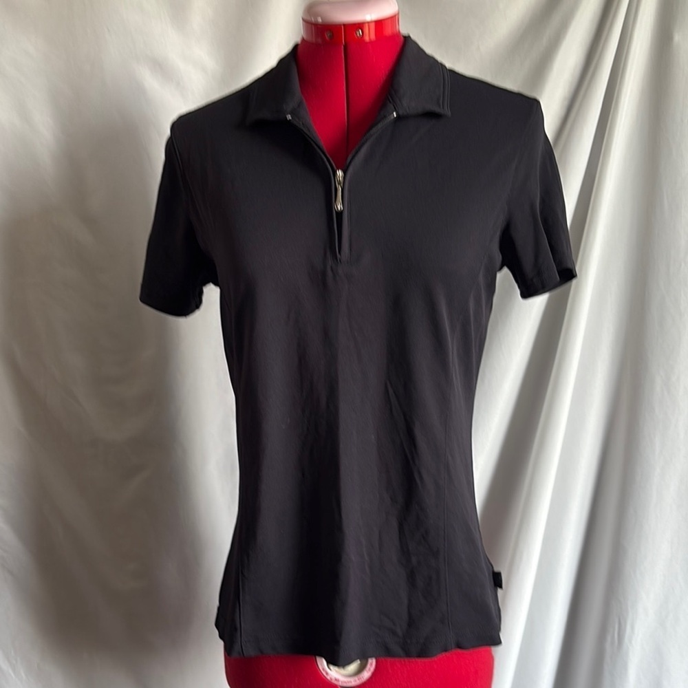 MM249 Vuarnet Black Fitted Short Sleeve Polo Tee